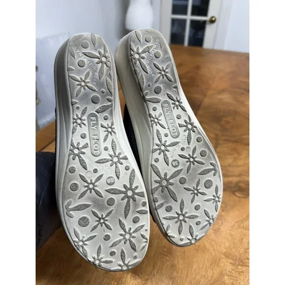 Fly Flot Woman’s 6.5 Eu 37 Italian Navy Slide Slip Sandal Cushion Anti Shock - Picture 4 of 6